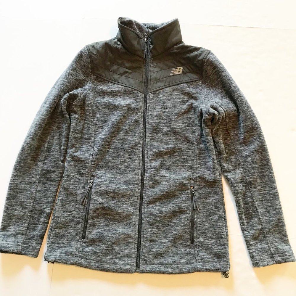 NEW BALANCE Gray Fleece Zip Up Athletic Workout Jacket Womens Small - Picture 3 of 10